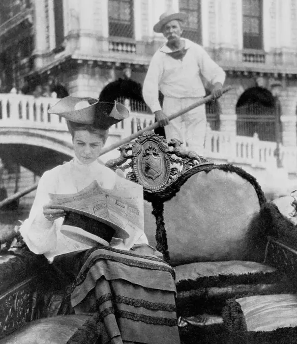 Framed Print : Eleanor Roosevelt in a Venetian Gondola Framed Print : Eleanor Roosevelt in a Venetian Gondola