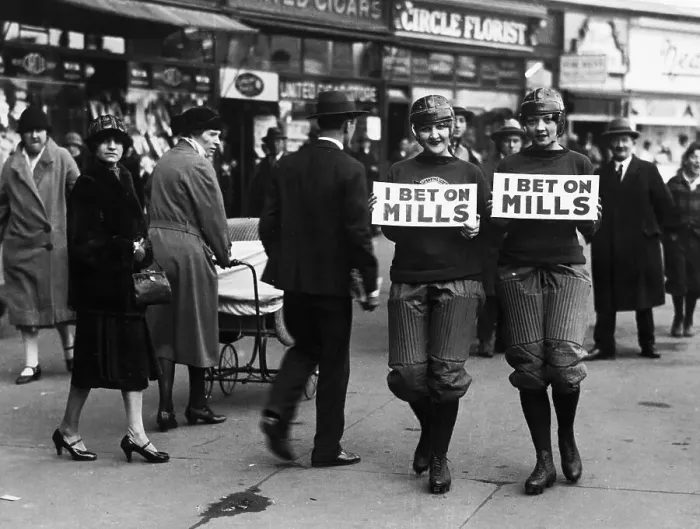 Framed Print : Election Bet Losers Walking with Signs Framed Print : Election Bet Losers Walking with Signs