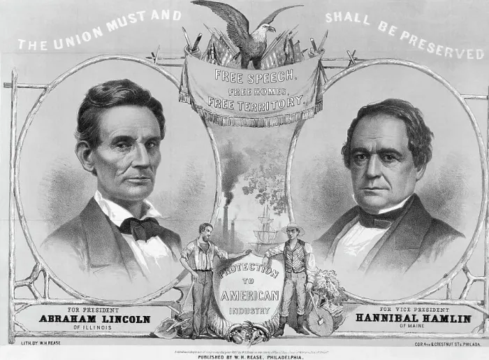 Framed Print : Election Poster with Abraham Lincoln and Hannibal Hamlin Framed Print : Election Poster with Abraham Lincoln and Hannibal Hamlin