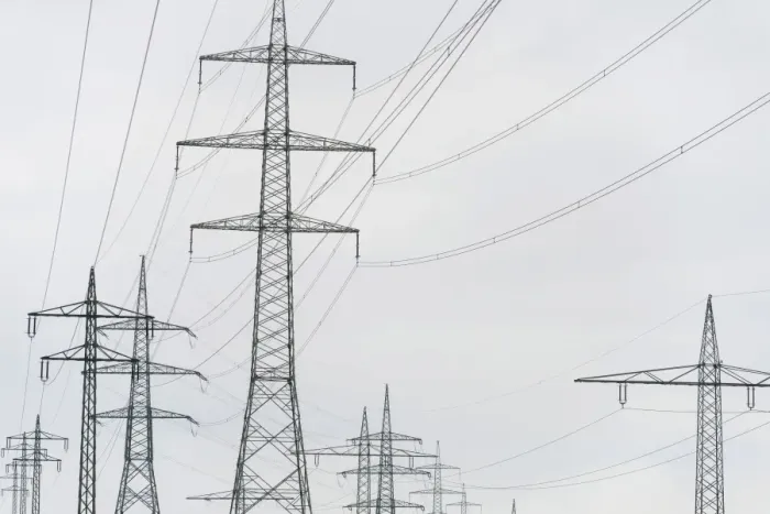 Framed Print : Electricity pylons
