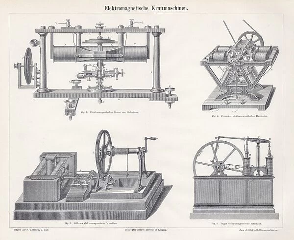 Electro magnetic power machine engraving 1895