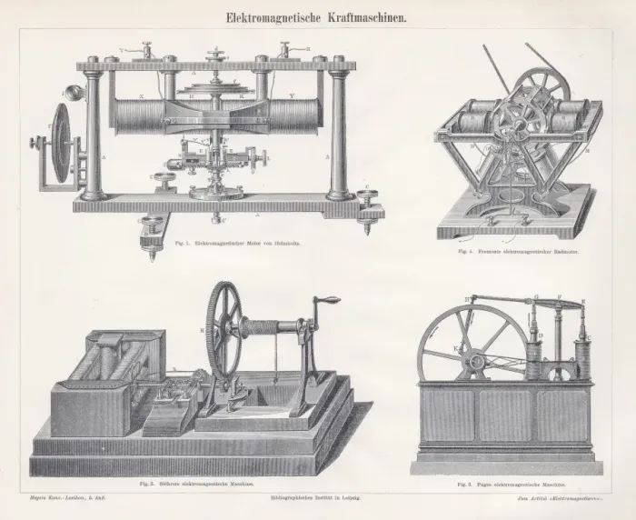 Framed Print : Electro magnetic power machine engraving 1895 Framed Print : Electro magnetic power machine engraving 1895