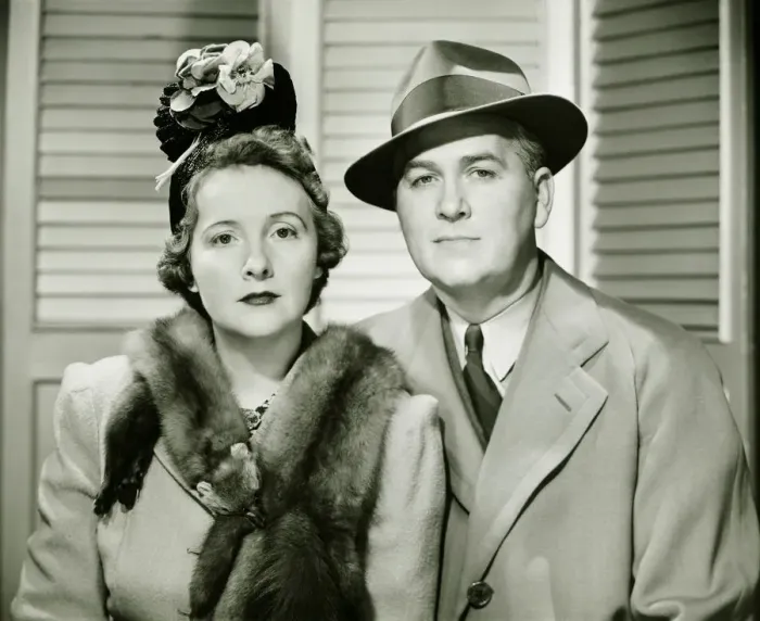 Framed Print : Elegant couple posing, (B&W), portrait Framed Print : Elegant couple posing, (B&W), portrait