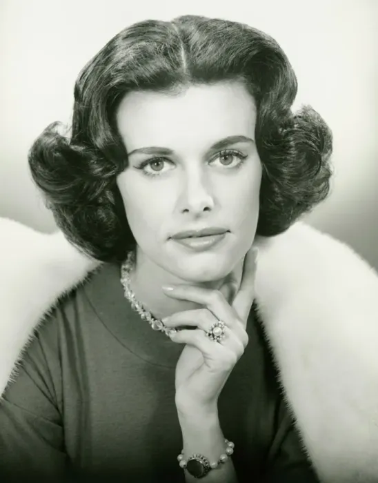Framed Print : Elegant woman posing in studio, (B&W), close-up, portrait Framed Print : Elegant woman posing in studio, (B&W), close-up, portrait
