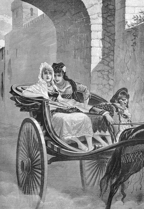 Framed Print : Two elegant young ladies ride carriage to bullfight, Spain, Historisch, historical, digital verbesserte reproduction of an original from the 19th century, digital restaurierte Reproduktion einer Originalvorlage aus dem 19 Framed Print : Two elegant young ladies ride carriage to bullfight, Spain, Historisch, historical, digital verbesserte reproduction of an original from the 19th century, digital restaurierte Reproduktion einer Originalvorlage aus dem 19