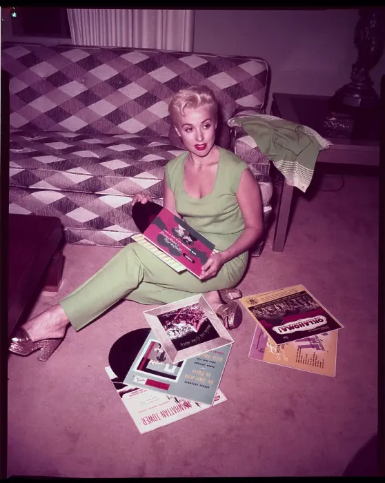 Framed Print : Elena Verdugo Sitting With Records Framed Print : Elena Verdugo Sitting With Records