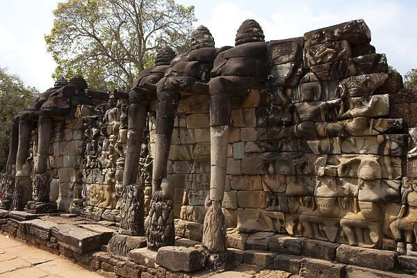 Elephant Statues on Wall