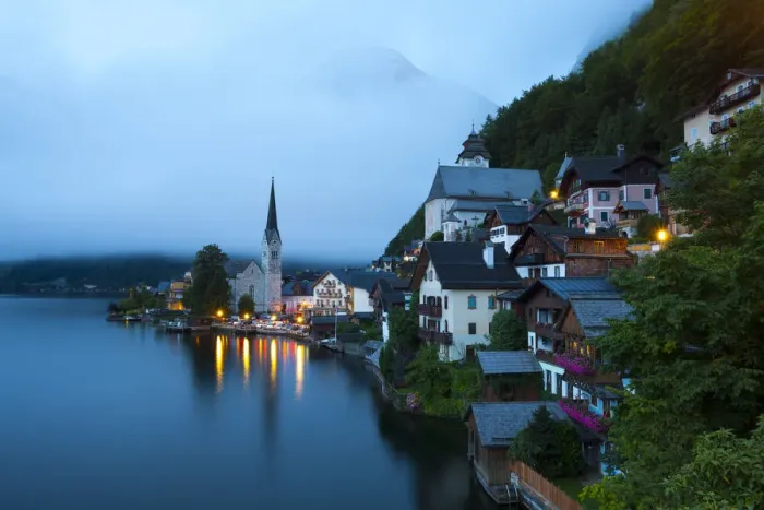 Framed Print : Elevated view Idyllic Hallstatt, Austria Framed Print : Elevated view Idyllic Hallstatt, Austria