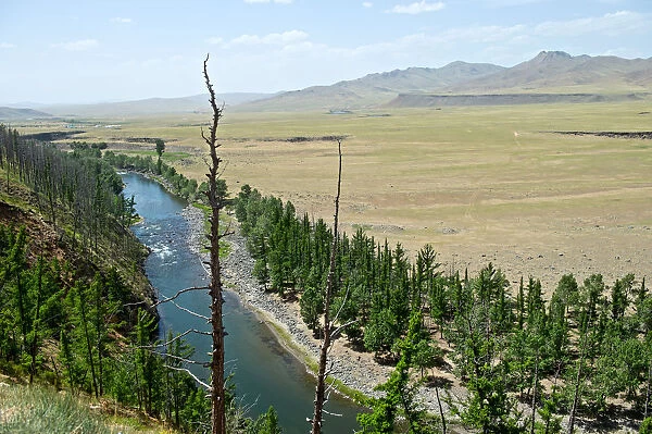 Elevated view of Orkhon Valley in centreal Mongolia