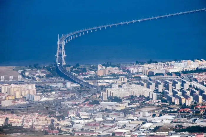 Framed Print : Elevated view of the Vasco da Gama Bridge Framed Print : Elevated view of the Vasco da Gama Bridge