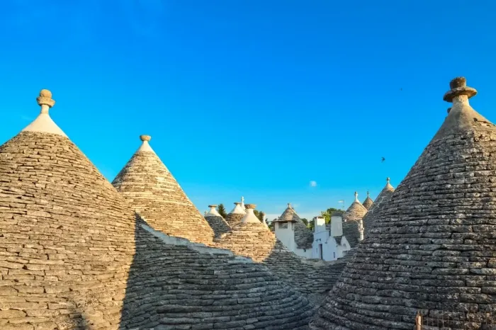 Framed Print : Elevated viewpoint of trulli house roofs and cones Framed Print : Elevated viewpoint of trulli house roofs and cones