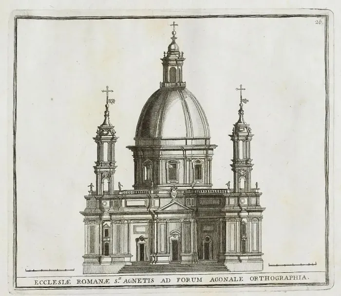 Framed Print : Elevation of the facade of the church of S. Agnese, in Piazza Navona, historic Rome, Italy, digital reproduction of an original 17th century template, original date unknown Framed Print : Elevation of the facade of the church of S. Agnese, in Piazza Navona, historic Rome, Italy, digital reproduction of an original 17th century template, original date unknown
