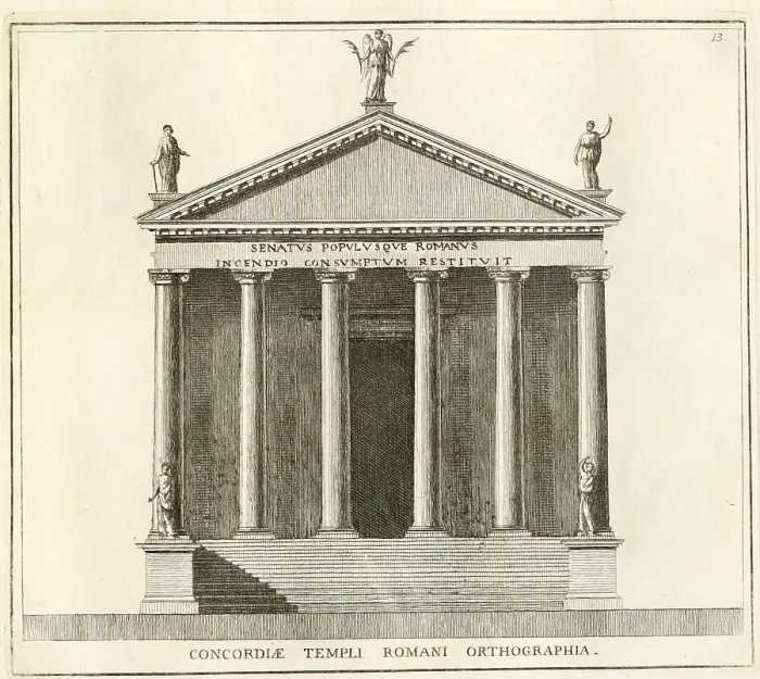 Framed Print : Elevation of the Temple of Concord, carved out of the remains of the temple, elevazione del Tempio della Concordia, ricavata da cio che ne rimane, historical Rome, Italy, digital reproduction of an original 17th century master, original date unknown Framed Print : Elevation of the Temple of Concord, carved out of the remains of the temple, elevazione del Tempio della Concordia, ricavata da cio che ne rimane, historical Rome, Italy, digital reproduction of an original 17th century master, original date unknown
