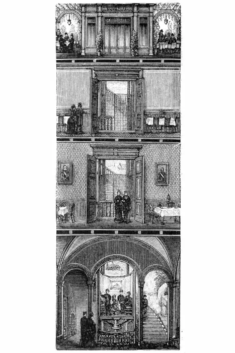 Framed Print : Elevator in Grand Restaurant Berlin