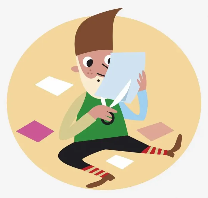 Framed Print : Elf cutting up a piece of paper Framed Print : Elf cutting up a piece of paper