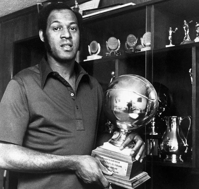 Framed Print : Elgin Baylor Posing with All-Star Trophy Framed Print : Elgin Baylor Posing with All-Star Trophy