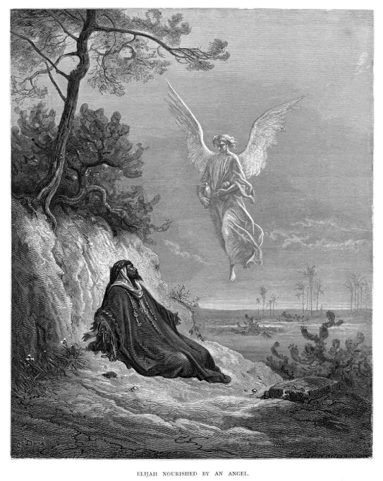 Framed Print : Elijah nourished by an angel 1870 Framed Print : Elijah nourished by an angel 1870
