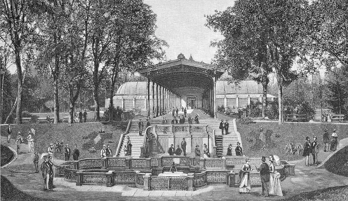 Framed Print : The Elisabeth Fountain with the Trinkhalle in Bad Homburg, Germany, historical, digitally restored reproduction of a 19th century original Framed Print : The Elisabeth Fountain with the Trinkhalle in Bad Homburg, Germany, historical, digitally restored reproduction of a 19th century original
