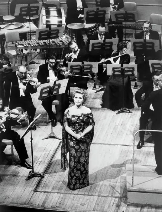 Framed Print : Elisabeth Schwarzkopf in Front of Orchestra Framed Print : Elisabeth Schwarzkopf in Front of Orchestra