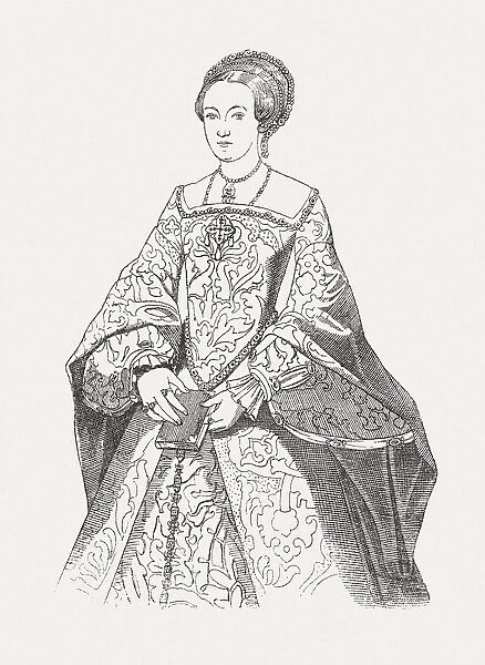 Elizabeth I of England (1533-1603), wood engraving, published in 1881