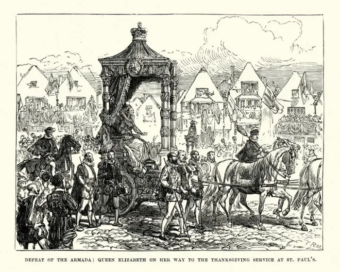 Framed Print : Elizabeth I of England, on her way to the thanksgiving serice Framed Print : Elizabeth I of England, on her way to the thanksgiving serice