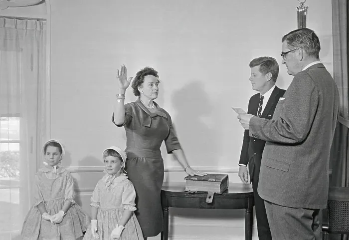 Framed Print : Elizabeth Rudel Smith Being Sworn In as US Treasurer Framed Print : Elizabeth Rudel Smith Being Sworn In as US Treasurer