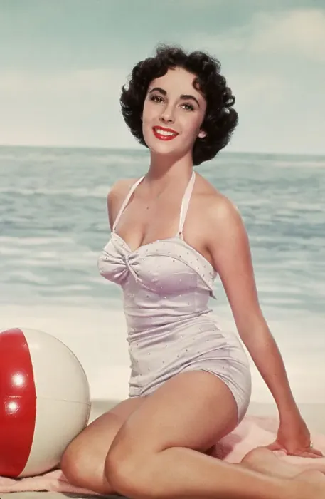 Framed Print : Elizabeth Taylor in a Bathing Suit Framed Print : Elizabeth Taylor in a Bathing Suit