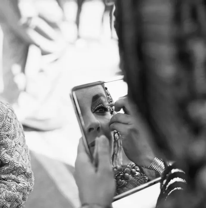 Framed Print : Elizabeth Taylor Doing Makeup for a Scene Framed Print : Elizabeth Taylor Doing Makeup for a Scene