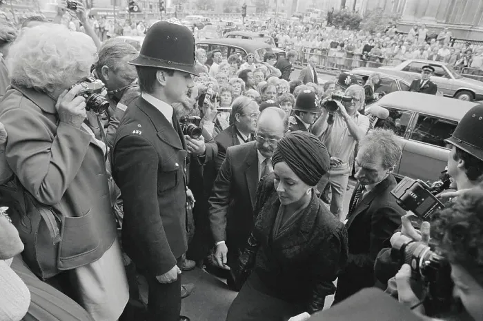 Framed Print : Elizabeth Taylor Walking Through Crowd En Route to Service Framed Print : Elizabeth Taylor Walking Through Crowd En Route to Service