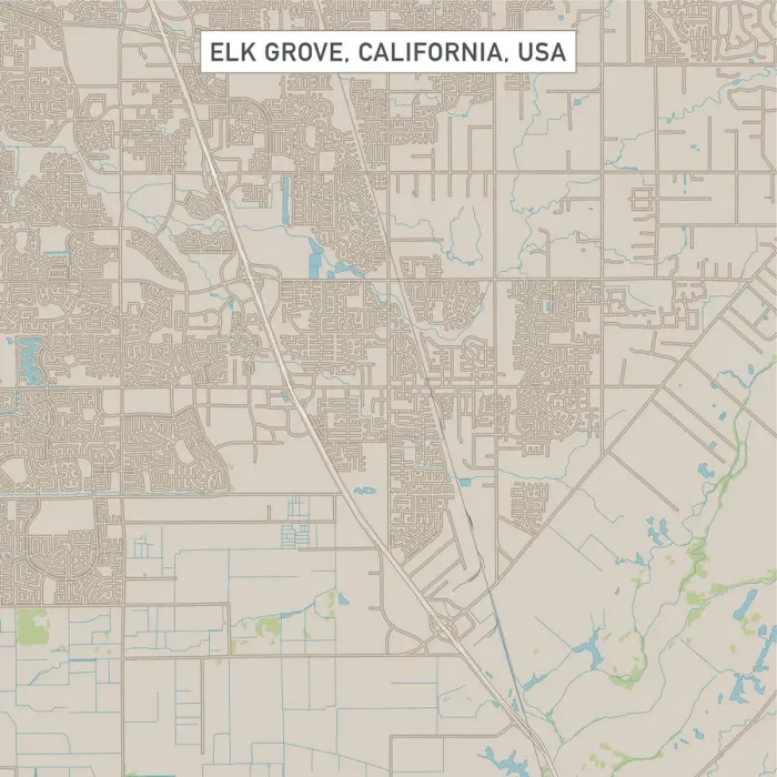 Framed Print : Elk Grove California US City Street Map Framed Print : Elk Grove California US City Street Map