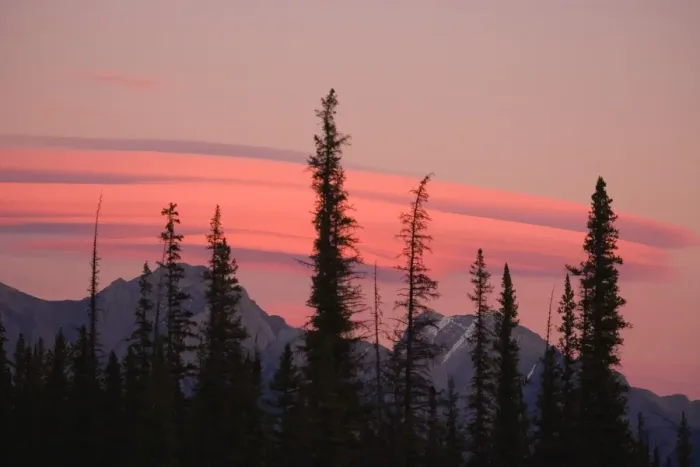 Framed Print : Elongated pink clouds over the Rocky Mountains Framed Print : Elongated pink clouds over the Rocky Mountains