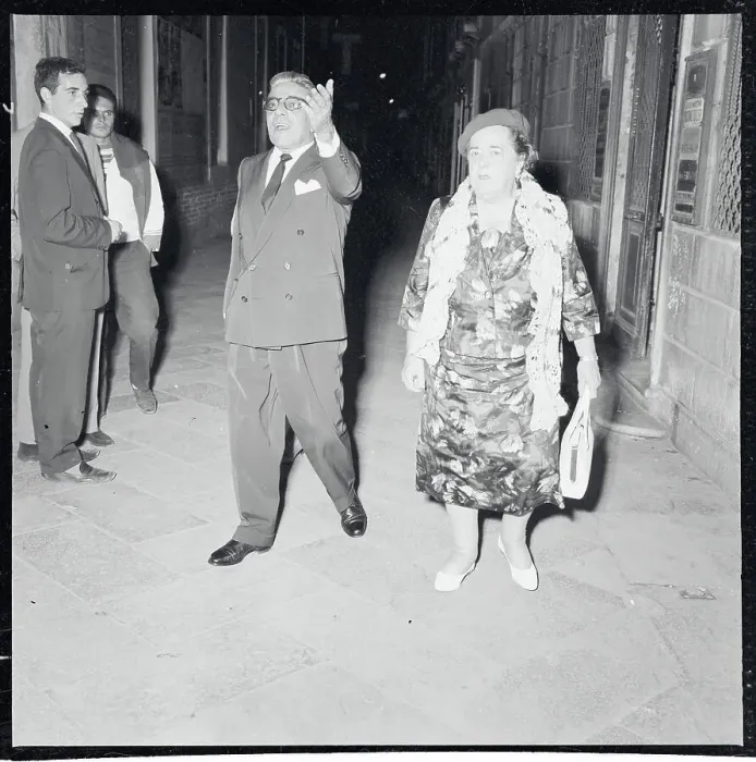 Framed Print : Elsa Maxwell Walking With Gentlemen Framed Print : Elsa Maxwell Walking With Gentlemen