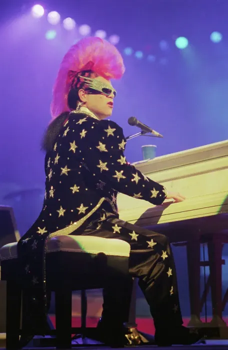 Framed Print : Elton John Performs with Mohawk Hairdo Framed Print : Elton John Performs with Mohawk Hairdo