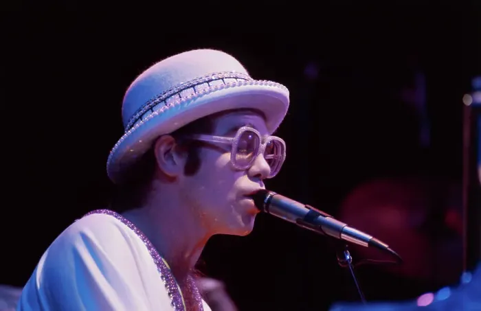 Framed Print : Elton John Singing on Stage Framed Print : Elton John Singing on Stage