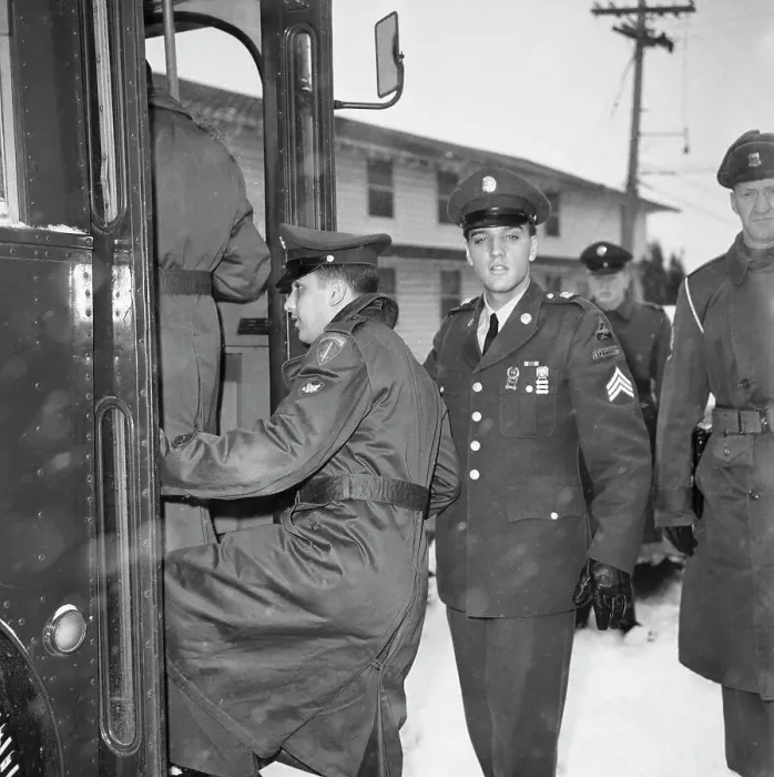 Framed Print : Elvis Boarding Bus