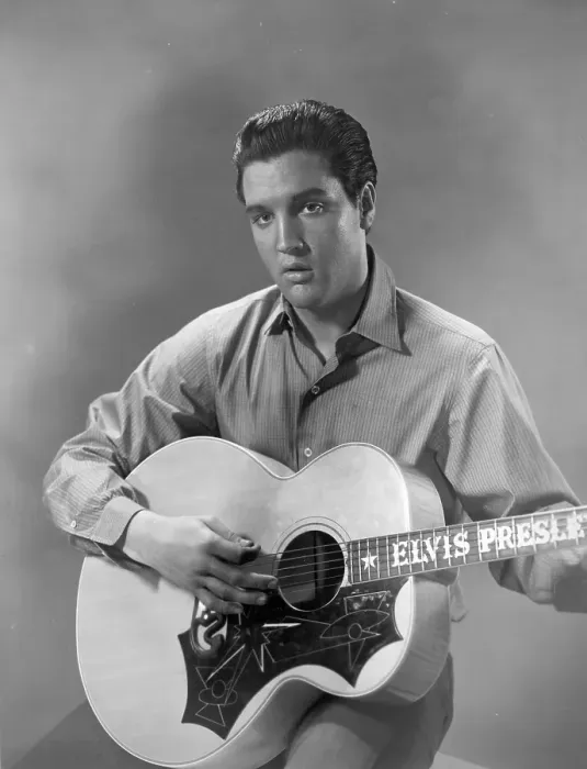 Framed Print : Elvis Presley portrait with an acoustic guitar Framed Print : Elvis Presley portrait with an acoustic guitar