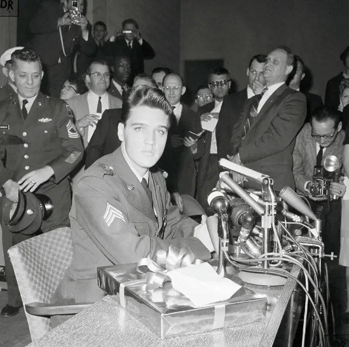 Framed Print : Elvis Presley During Press Conference