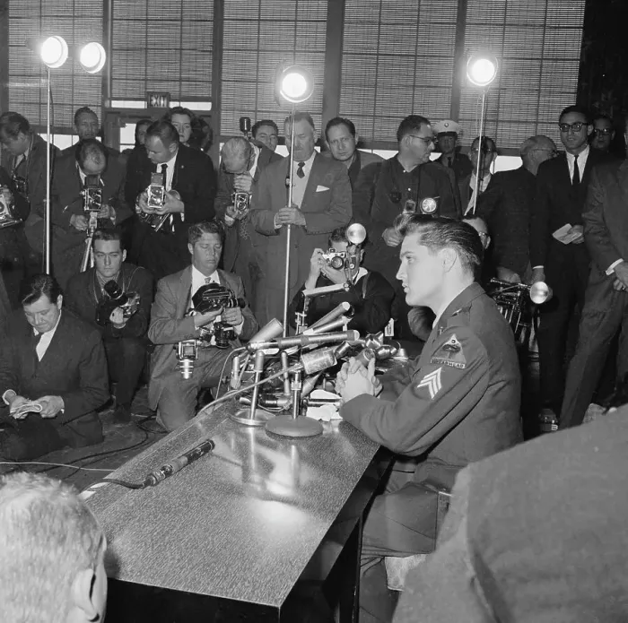 Framed Print : Elvis Presley at Press Conference