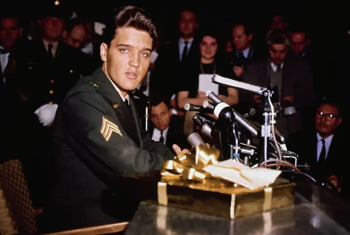 Framed Print : Elvis Presley Speaking at Press Conference Framed Print : Elvis Presley Speaking at Press Conference