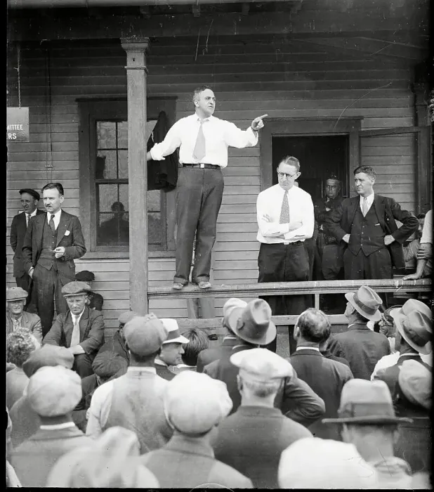 Framed Print : Emanuel Levin Addressing Crowd Framed Print : Emanuel Levin Addressing Crowd