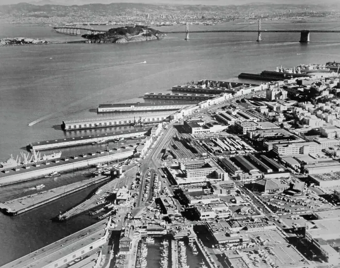Framed Print : Embarcadero Aerial View Framed Print : Embarcadero Aerial View