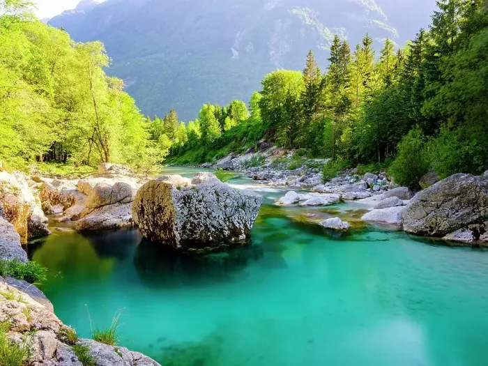 Framed Print : Emerald green Soca River, Soca Valley, Triglav National Park, Bovec, Slovenia Framed Print : Emerald green Soca River, Soca Valley, Triglav National Park, Bovec, Slovenia