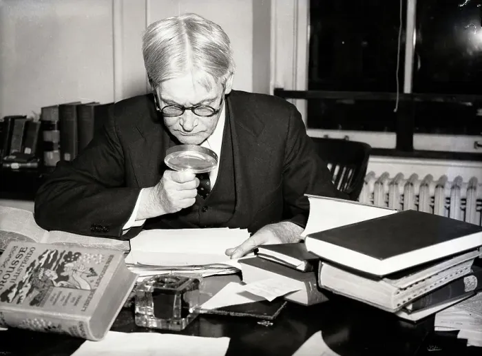 Framed Print : Emerson Christie Holds Magnifying Glass Framed Print : Emerson Christie Holds Magnifying Glass