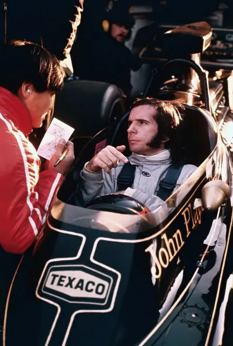 Framed Print : Emerson Fittipaldi Arriving for Practice Run