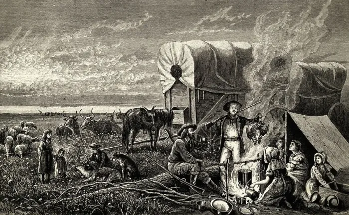 Framed Print : Emigrants To The West Illustration Framed Print : Emigrants To The West Illustration