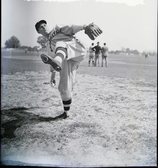 Framed Print : Emil Leonard Pitching At Training Camp Framed Print : Emil Leonard Pitching At Training Camp
