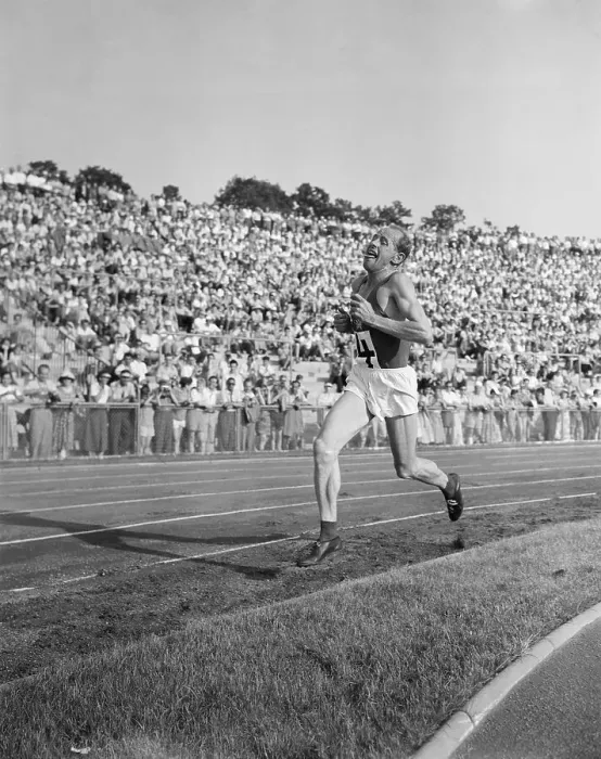 Framed Print : Emil Zatopek Competing in a Race Framed Print : Emil Zatopek Competing in a Race