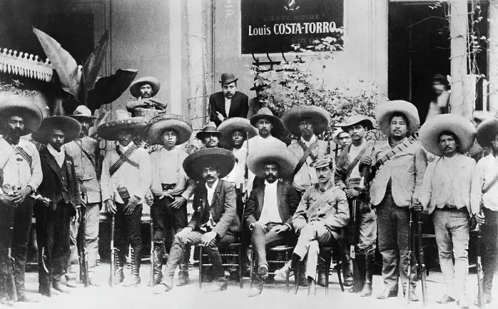 Framed Print : Emiliano Zapata Posing with His Men Framed Print : Emiliano Zapata Posing with His Men