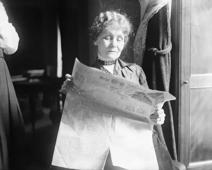 Framed Print : Emmeline Pankhurst Reading the New York American