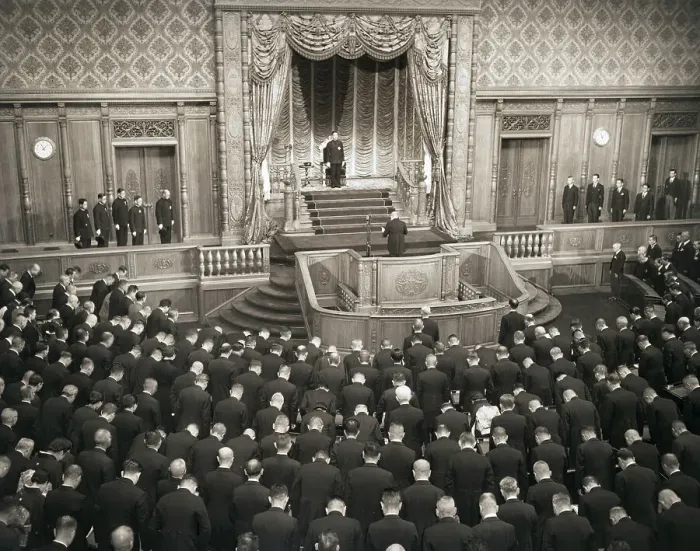 Framed Print : Emperor Hirohito Before Chamber of Peers Framed Print : Emperor Hirohito Before Chamber of Peers